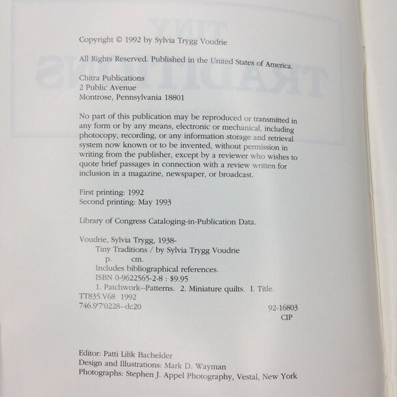 Vintage 1992 Tiny Traditions Sylvia Trygg Voudrie Quilting Book Patterns Designs - Picture 11 of 11